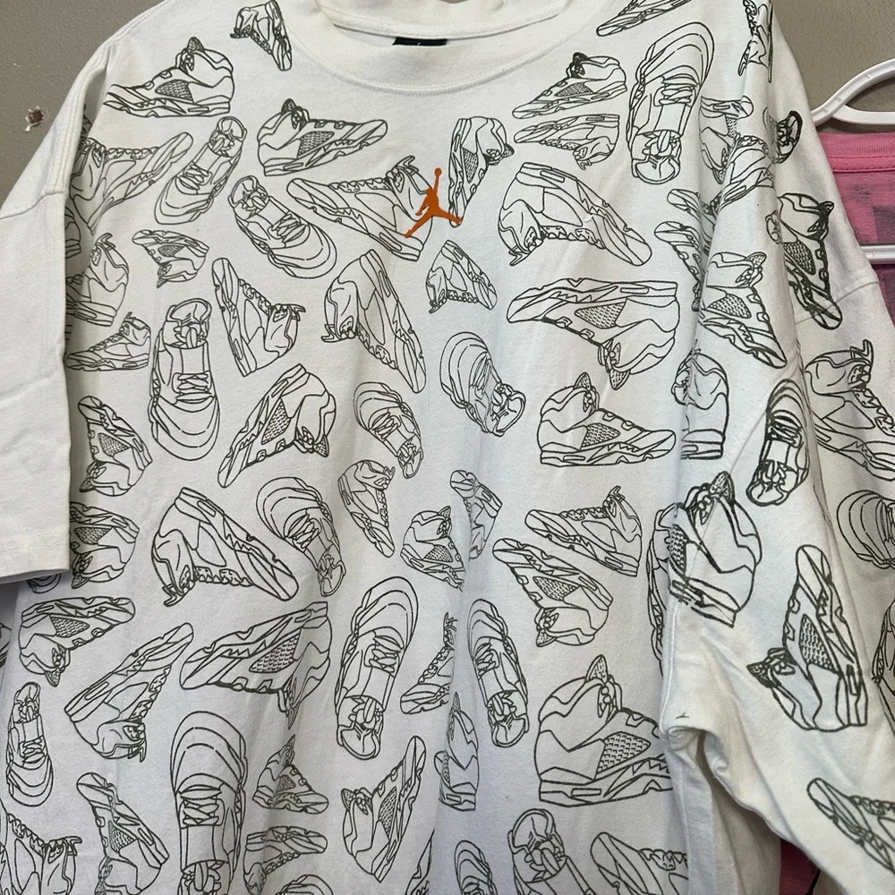Nike Jordan All Over Front Print White Retro Shoes Sketch Orange Logo
